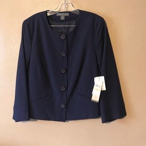 Josephine Chaus size 10 navy plaid blazer